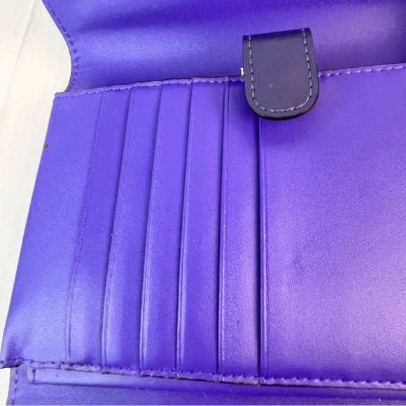 Kate Spade Crossbody Purse Blue Purple Snap Closure Card Holder Zip Pocket - Picture 9 of 10